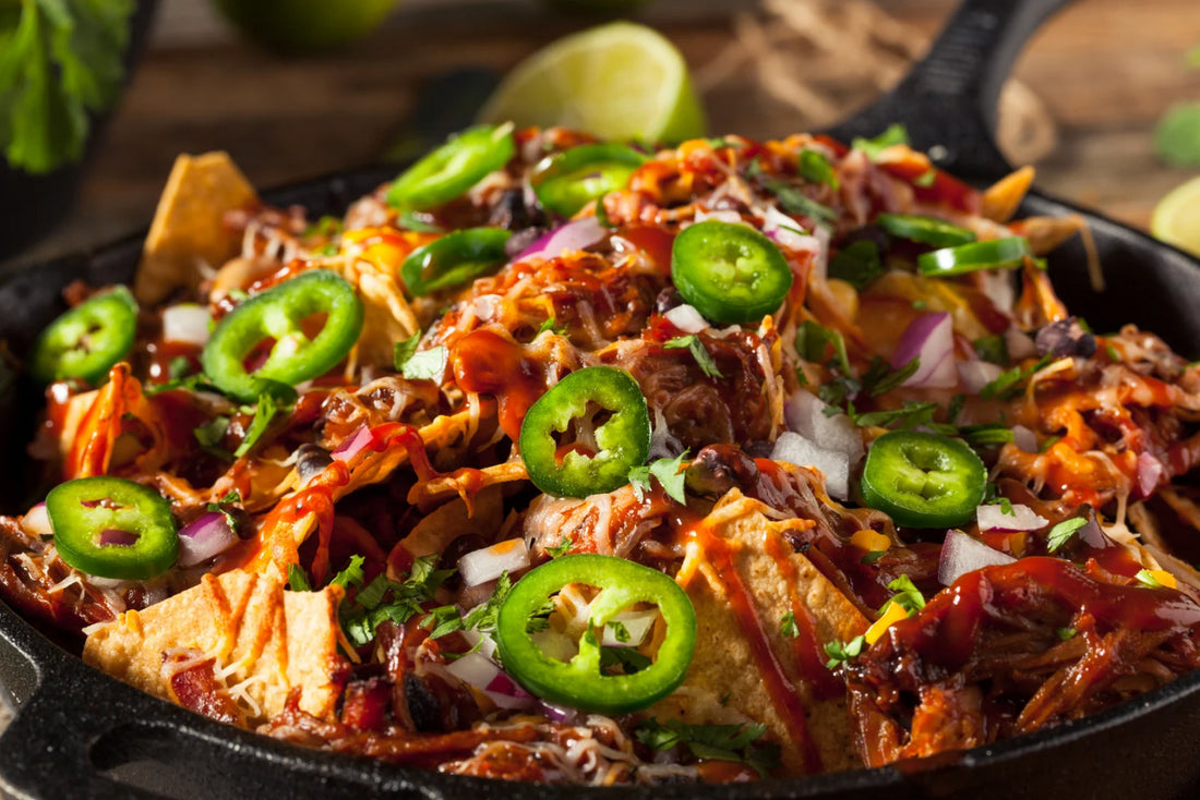 Spicy BBQ Pulled Pork Nachos with Nuclear Sauce